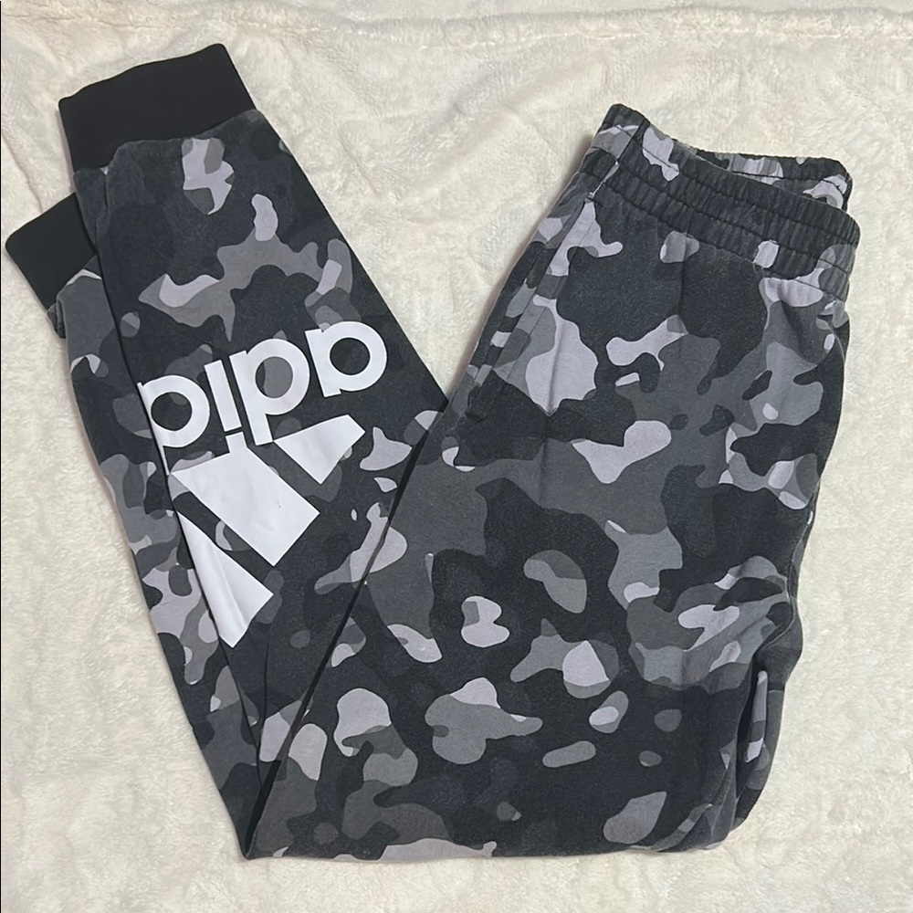 Adidas Black and Gray Camouflage Sweatpants
